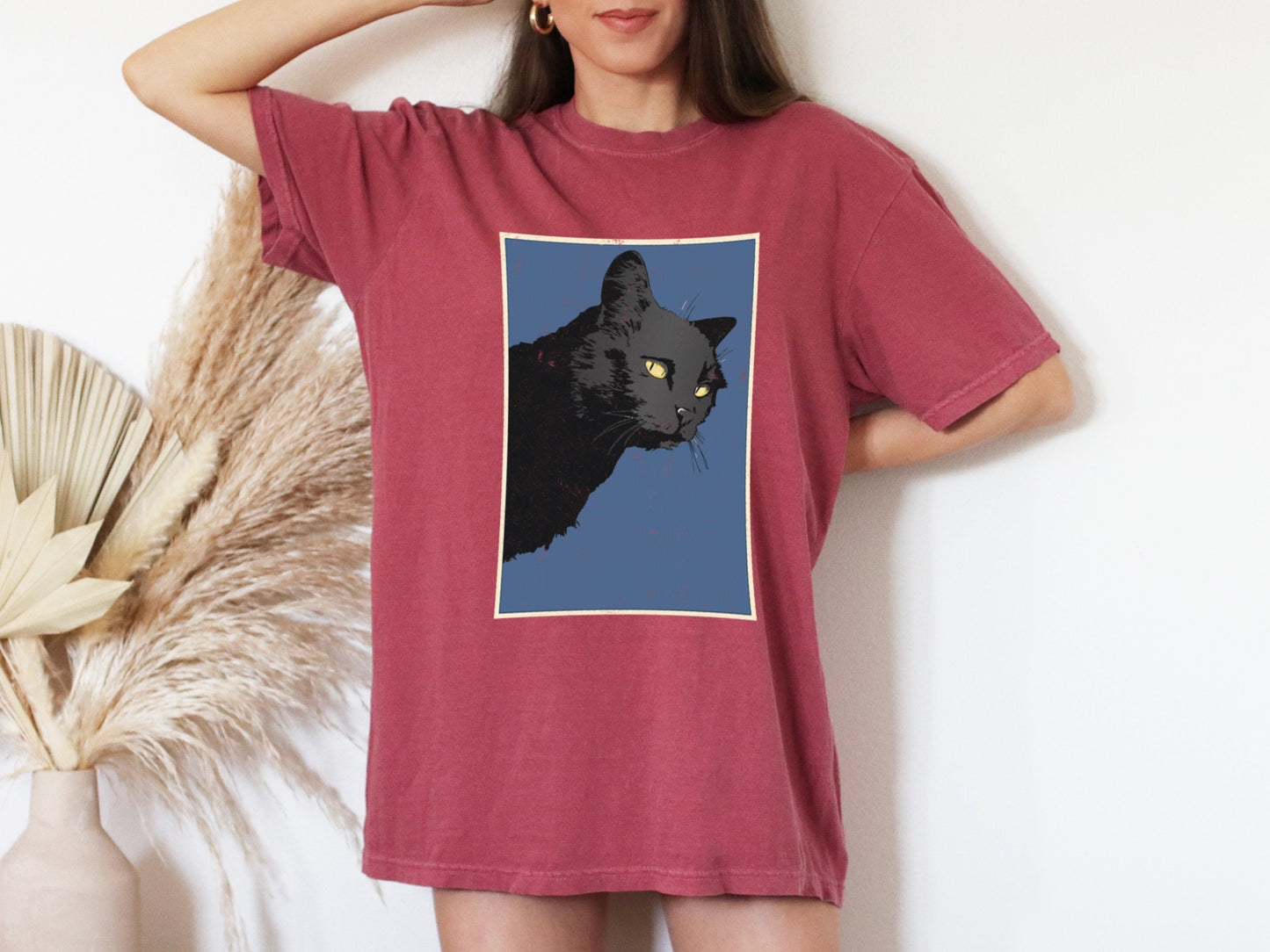 Black Cat Shirt Retro Vintage Cat Print Comfort Colors Cat Shirt Vintage Aesthetic Cottagecore Cat T-Shirt Indie Clothing Trendy Cat Tees