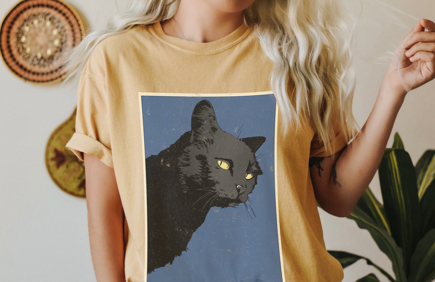 Black Cat Shirt Retro Vintage Cat Print Comfort Colors Cat Shirt Vintage Aesthetic Cottagecore Cat T-Shirt Indie Clothing Trendy Cat Tees