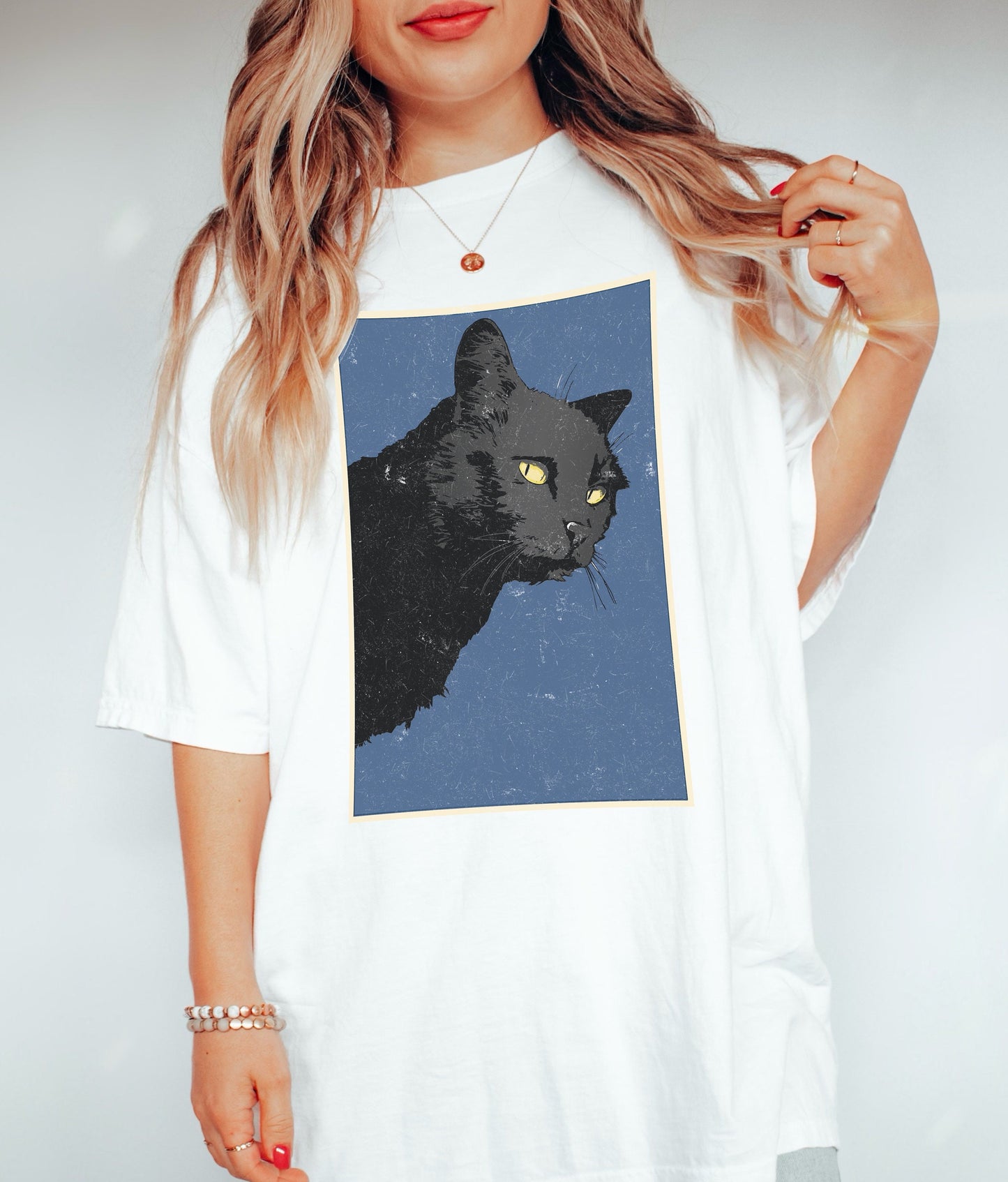 Black Cat Shirt Retro Vintage Cat Print Comfort Colors Cat Shirt Vintage Aesthetic Cottagecore Cat T-Shirt Indie Clothing Trendy Cat Tees