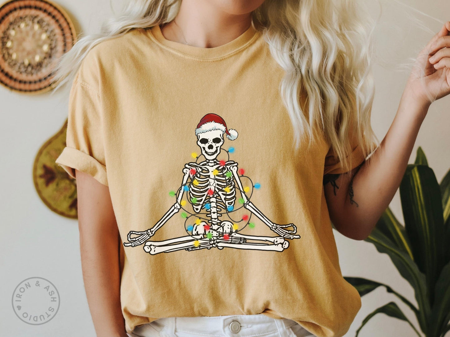 Funny Christmas Skeleton Shirt Comfort Color TShirt Namasleigh Ugly Christmas Shirt Funny Holiday Party Tee Skeleton Christmas Yoga TShirt