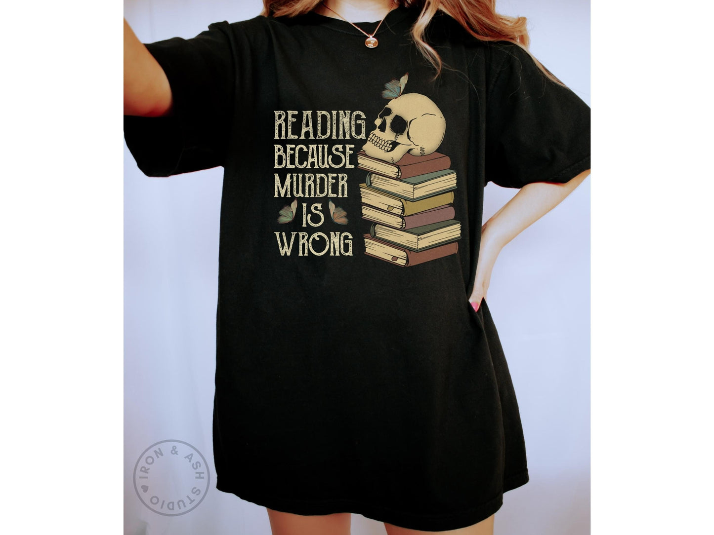 Funny Reading Shirt Comfort Colors TShirt Death By TBR Dark Academia Skull Book Tee Bibliophile Gift Book Lover Gifts For Women Bookish Tee