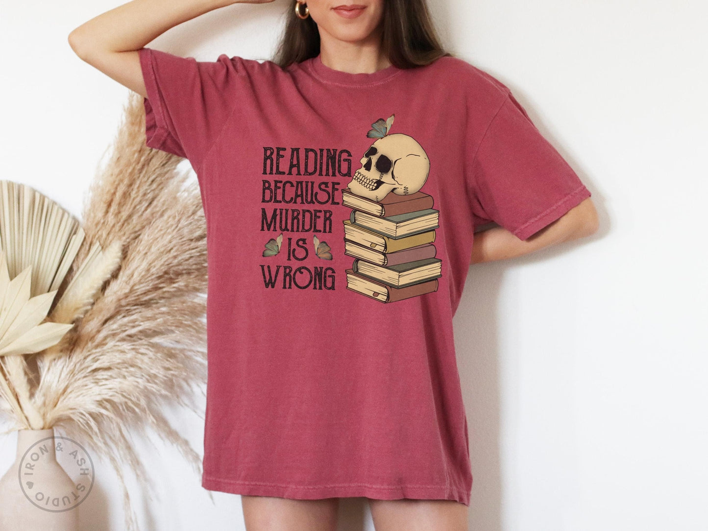Funny Reading Shirt Comfort Colors TShirt Death By TBR Dark Academia Skull Book Tee Bibliophile Gift Book Lover Gifts For Women Bookish Tee