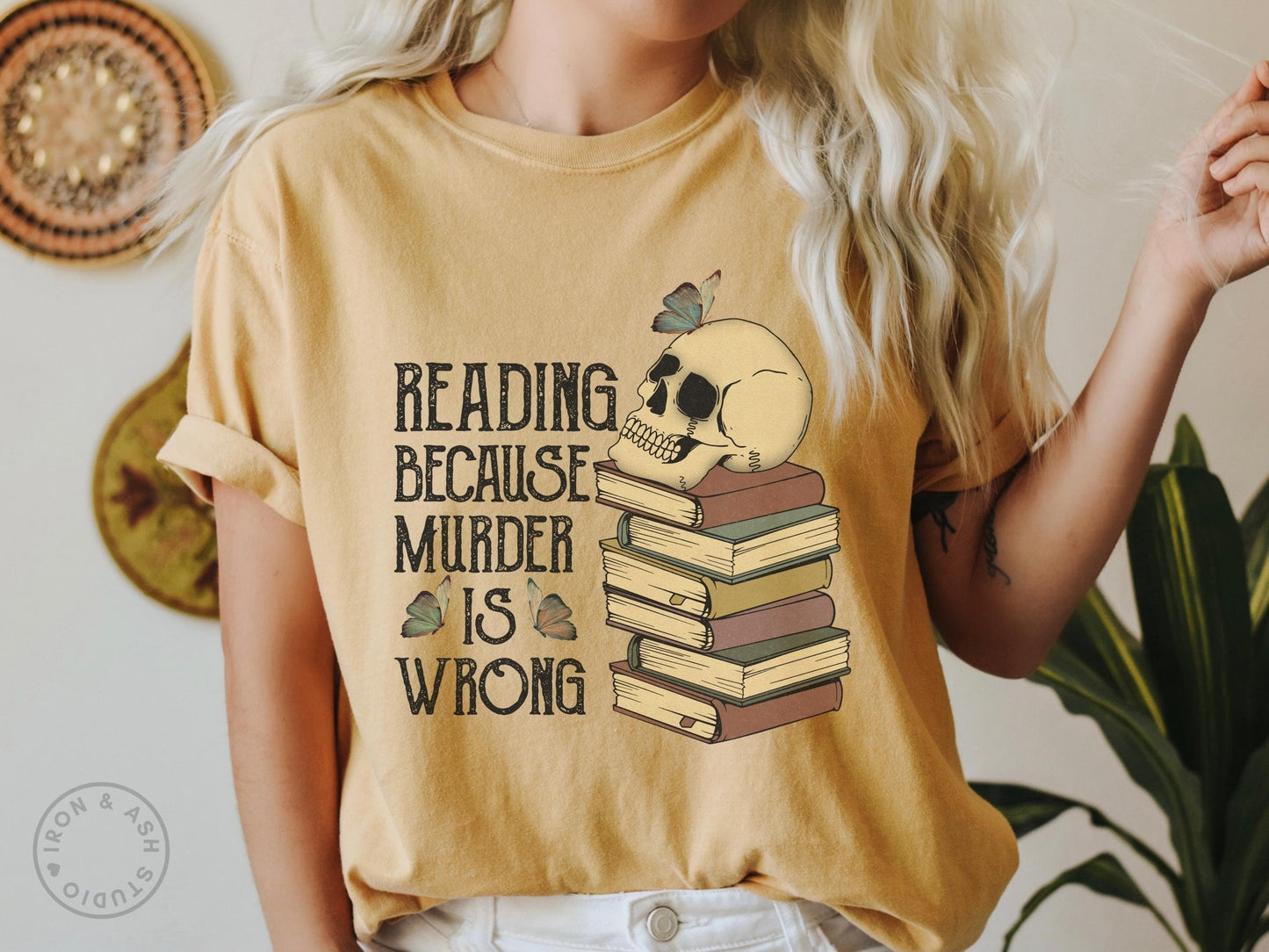 Funny Reading Shirt Comfort Colors TShirt Death By TBR Dark Academia Skull Book Tee Bibliophile Gift Book Lover Gifts For Women Bookish Tee