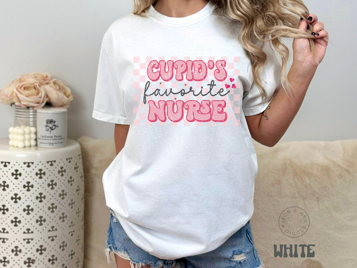 Cupids Favorite Nurse Tee Retro Comfort Color Nurse Valentine Shirt Cute RN Valentine Shirt ECMO Oncology PEDS Funny Nurse Valentine Day Tee