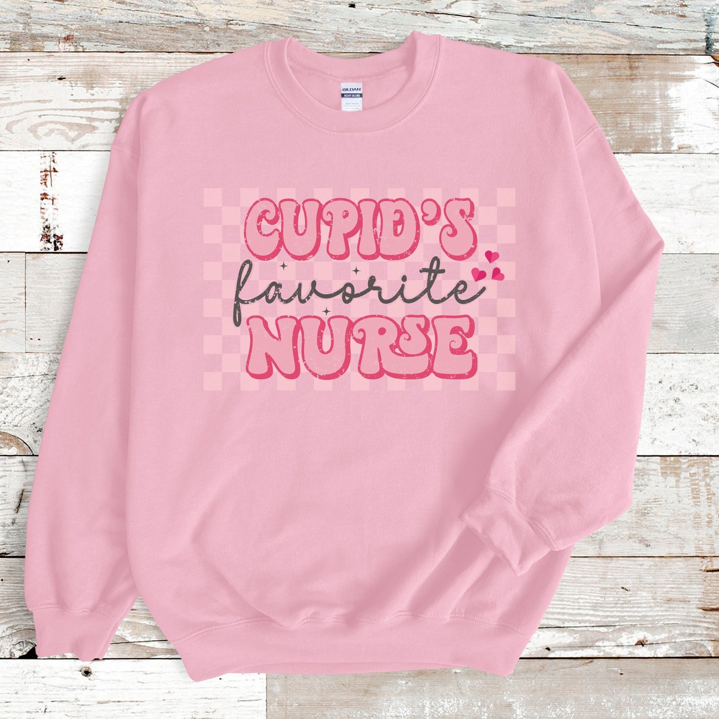 Cupids Favorite Nurse Sweatshirt Retro Nurse Valentines Day Crewneck Sweater ER Nurse Cute VDay Womens Funny RN Valentines Day Sweatershirt