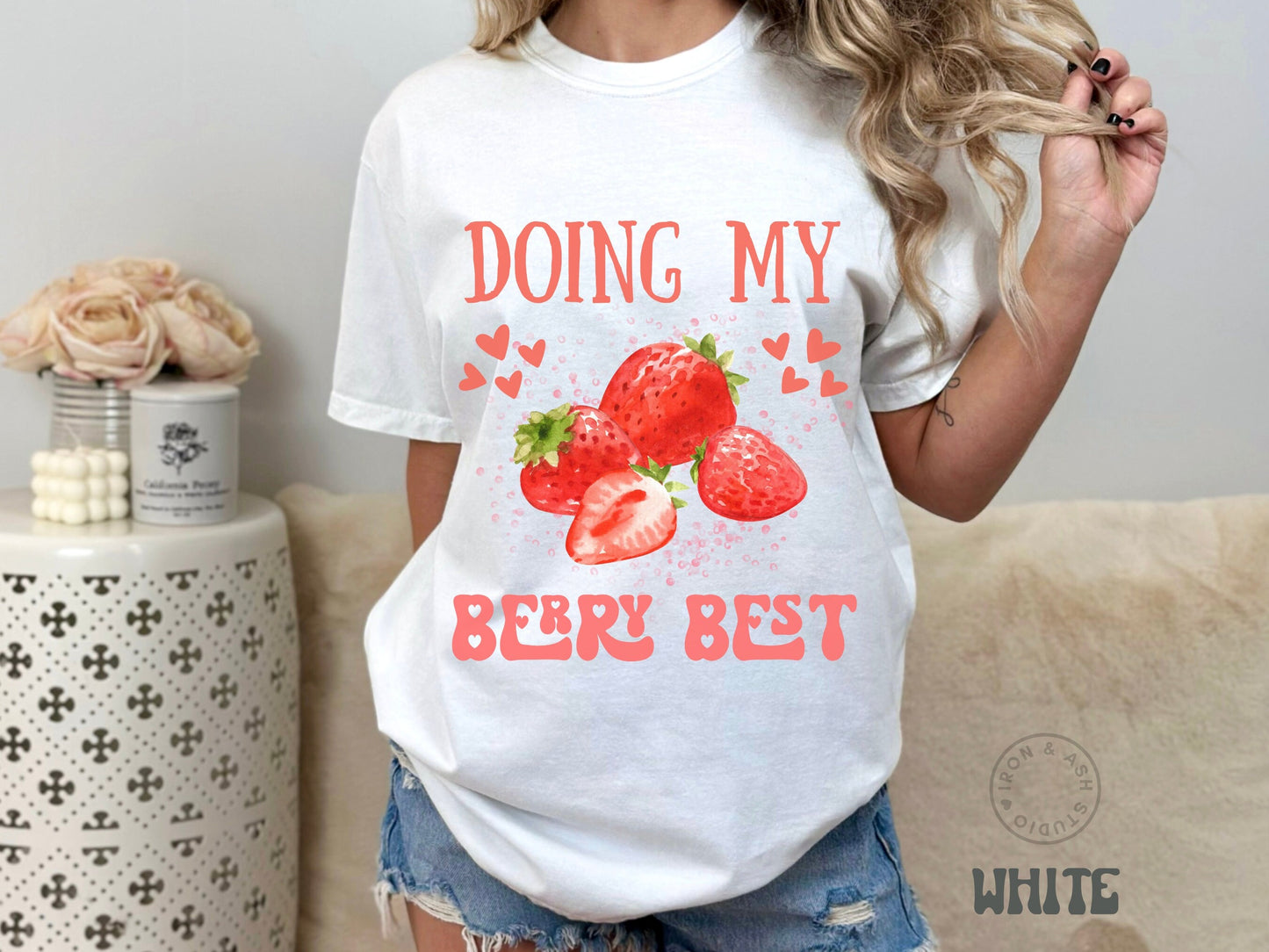 Doing My Best Shirt Comfort Color Strawberry Trendy Graphic Tee Positivity Tee VSCO Oversized TShirt Aesthetic Cottagecore Shirt for Women