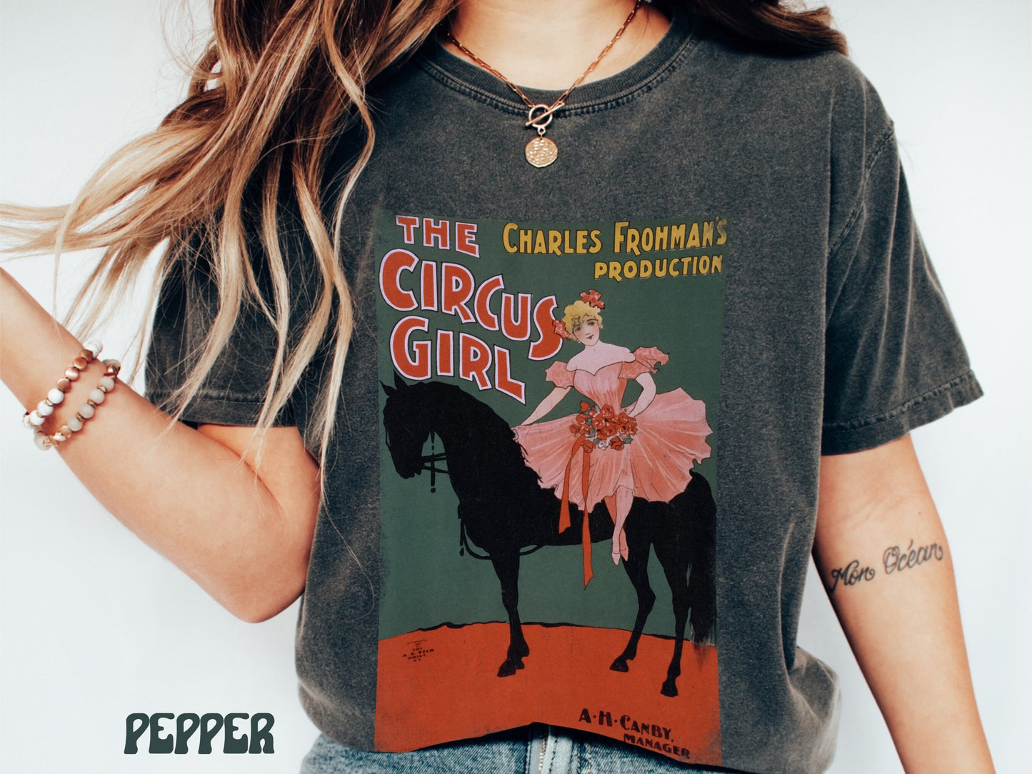 Vintage Indie Circus Girl Poster Shirt Distressed Style Tee Cottagecore Dark Academia Trendy Aesthetic Comfort Color Crewneck Theatre Gift