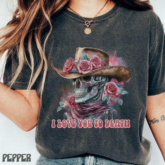 Western Valentines Day Comfort Color Shirt Howdy Valentine Tshirt Cupid Find Me A Cowboy Shirt Spooky Valentine Skull Valentine Graphic Tee