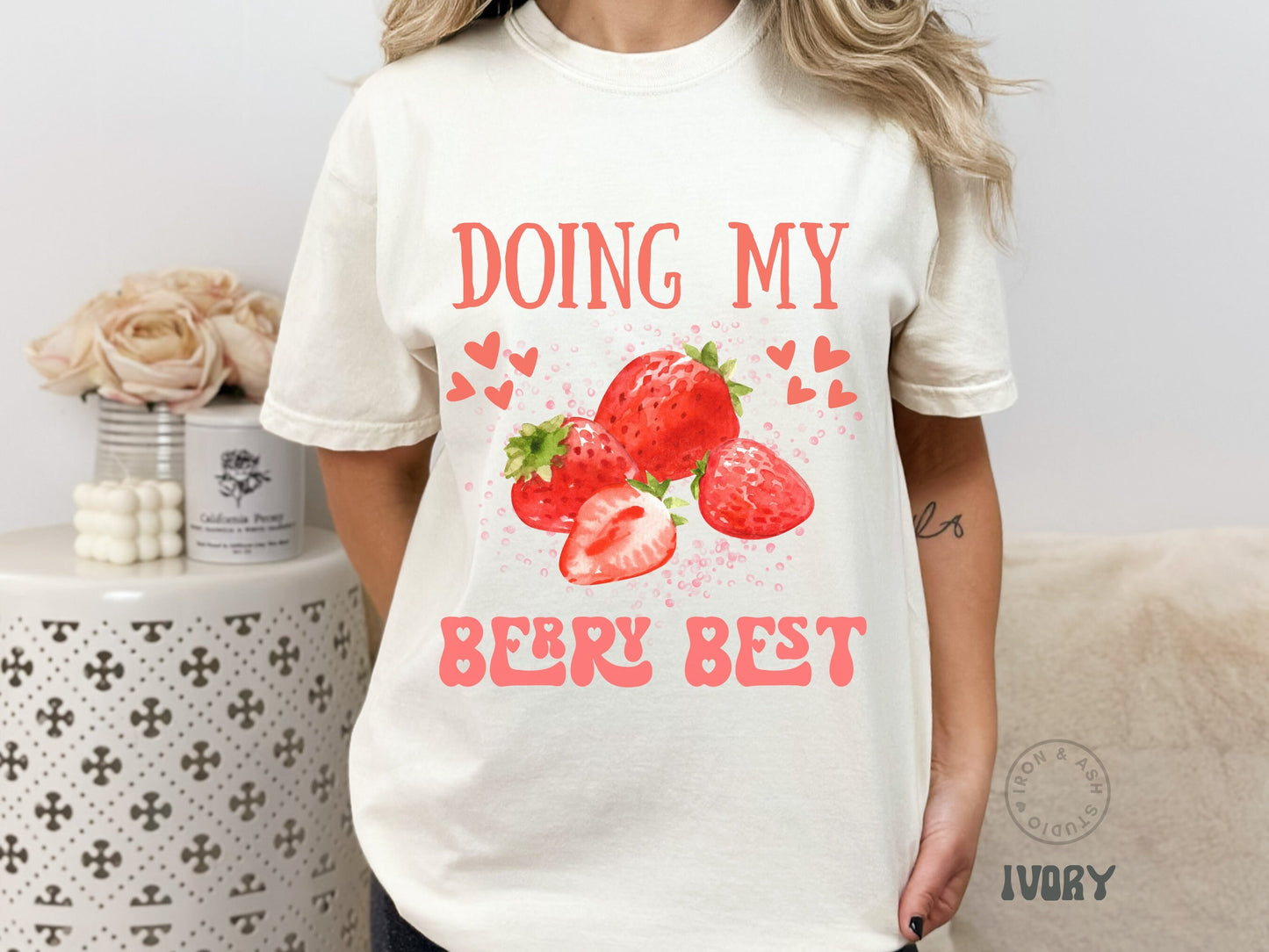 Doing My Best Shirt Comfort Color Strawberry Trendy Graphic Tee Positivity Tee VSCO Oversized TShirt Aesthetic Cottagecore Shirt for Women