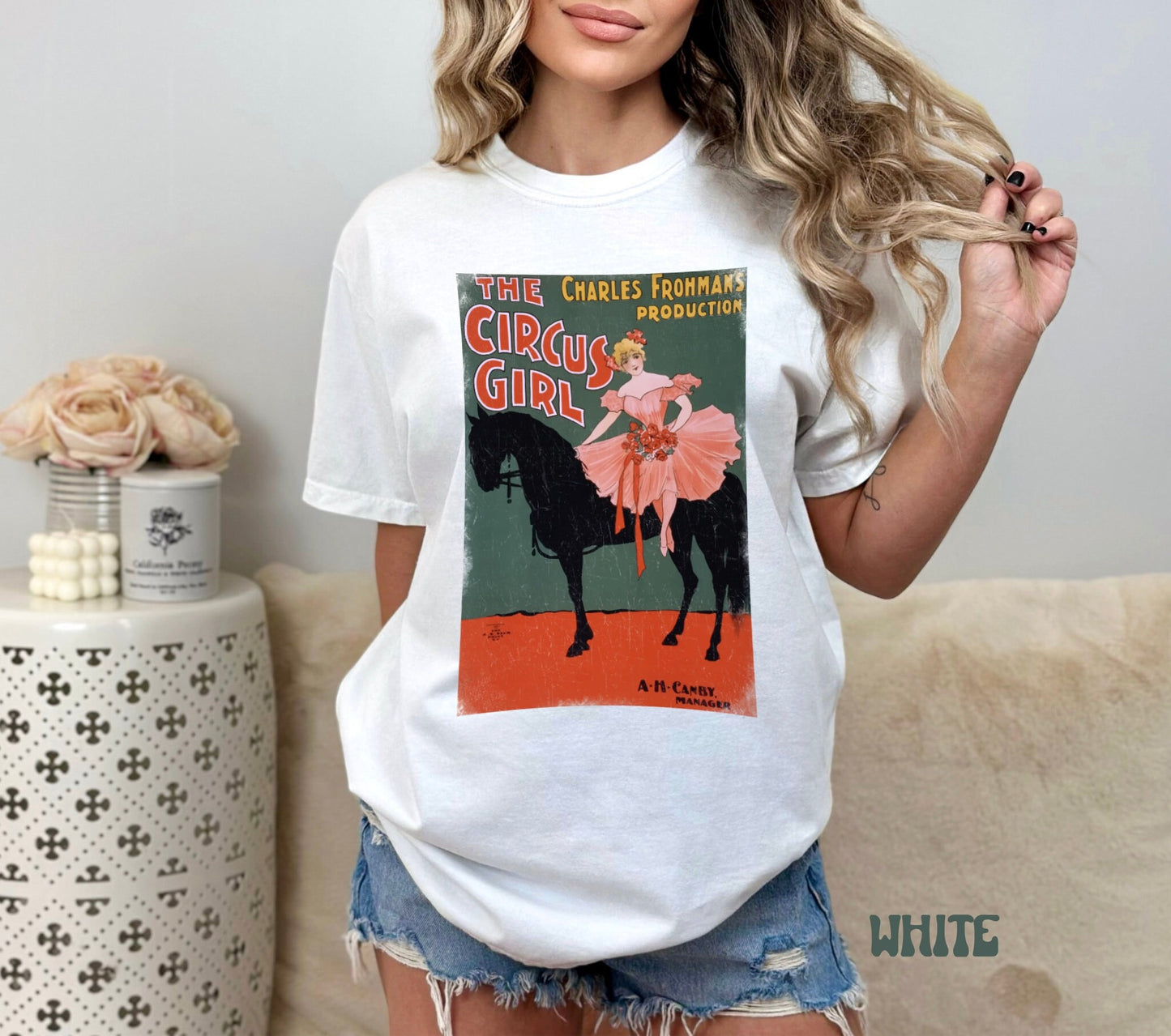 Vintage Indie Circus Girl Poster Shirt Distressed Style Tee Cottagecore Dark Academia Trendy Aesthetic Comfort Color Crewneck Theatre Gift