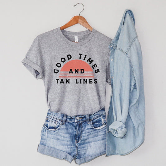 Good Times And Tan Lines Shirt, Tan Tipsy Summer Tee, Good Vibes, Suntan, Beach, Fun In The Sun T Shirt, Cute Beach shirt, lake days T-shirt
