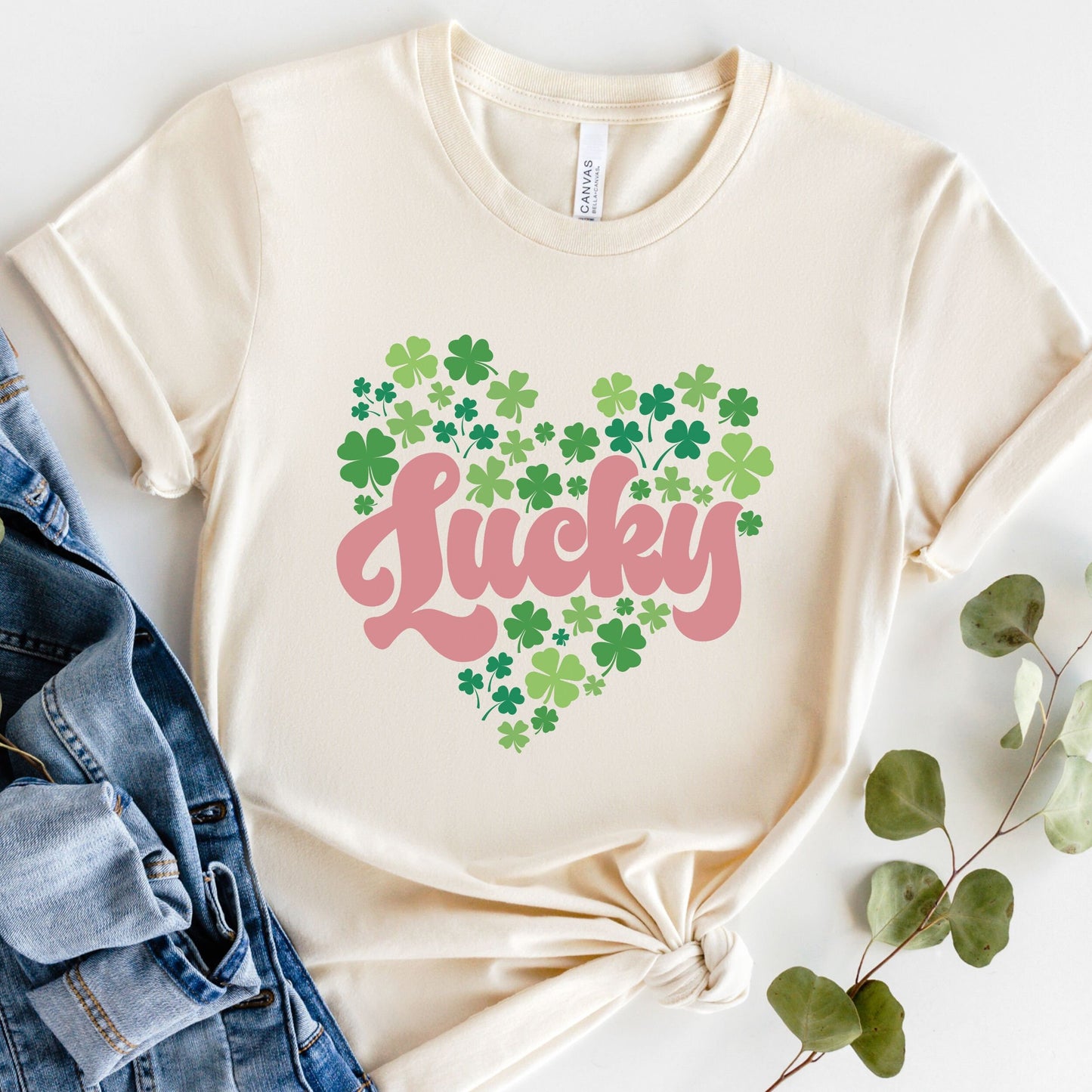 Lucky Shamrock Shirt Cute St Patricks Day Shirt Women 4 Leaf Clover Tshirt Heart Shamrock T Shirt St Patricks Teacher St Pattys Day Apparel