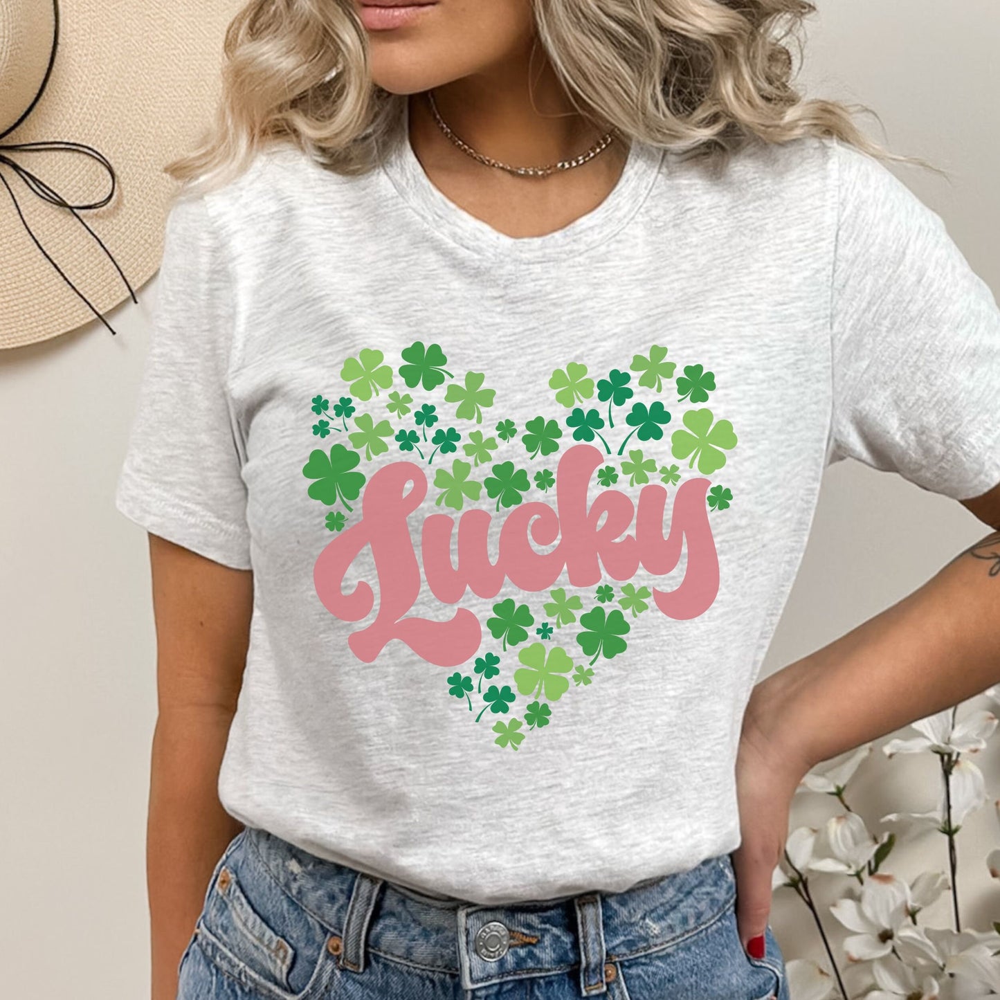 Lucky Shamrock Shirt Cute St Patricks Day Shirt Women 4 Leaf Clover Tshirt Heart Shamrock T Shirt St Patricks Teacher St Pattys Day Apparel