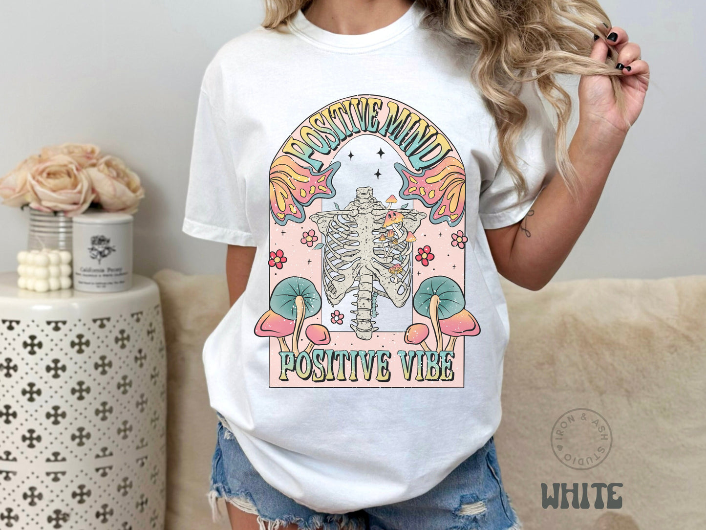 Positive Vibes Comfort Color Shirt Motivational TShirt Good Vibes Only Tee Hippie Clothes Indie Aesthetic Happy Mind Cute Retro Happy Shirt