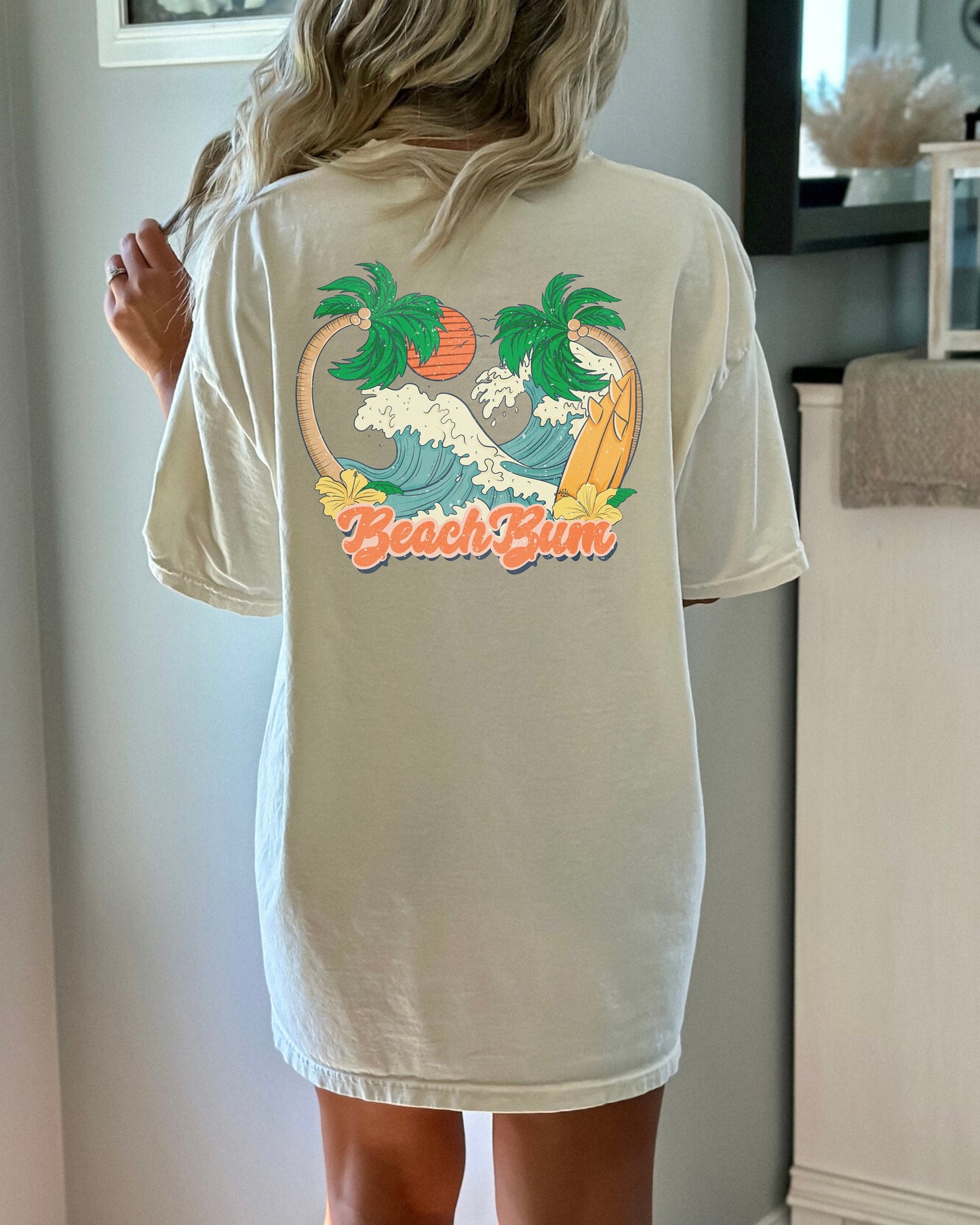 Beach Bum Shirt Words on Back Coconut Girl Aesthetic Clothing VSCO Oversized TShirt Beachy Vacation TShirt Retro Summer Tee Ocean T Shirt