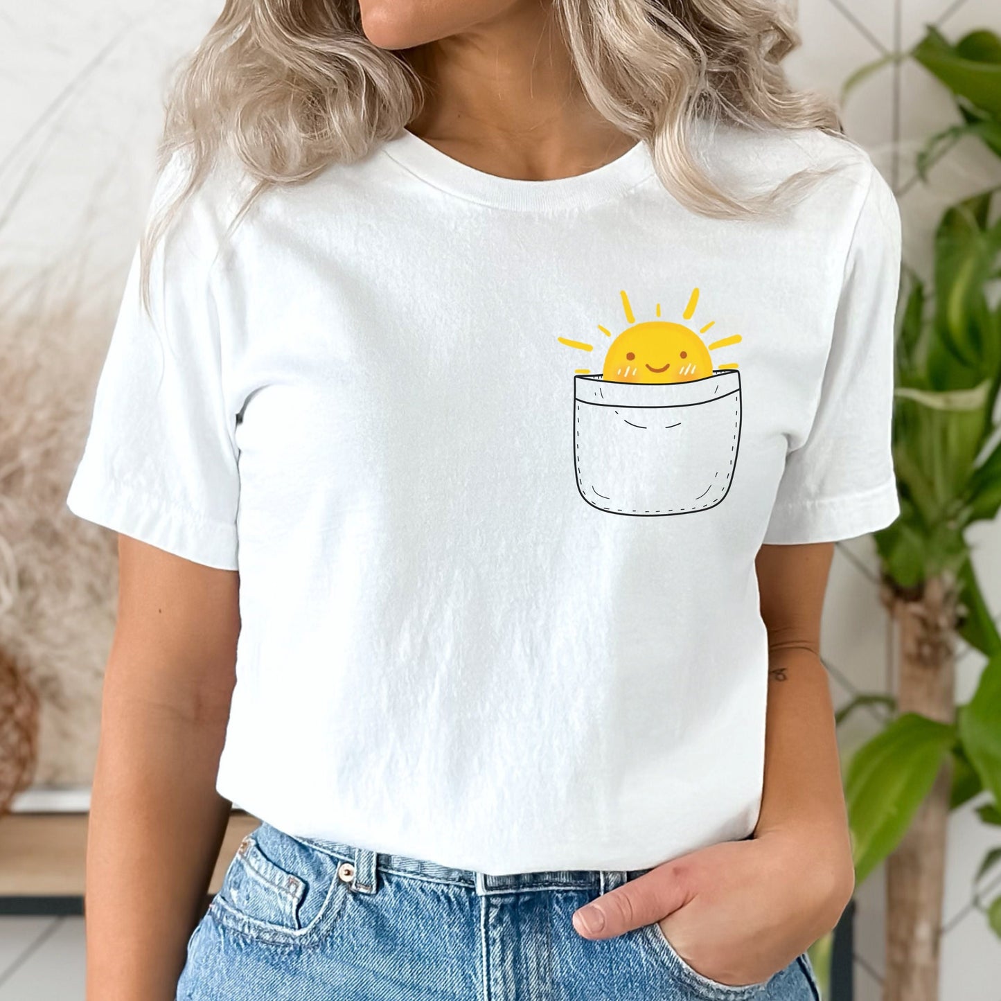 Pocket Full Of Sunshine Shirt, Pocket T-Shirt, Sunshine In My Pocket Tee, Summer T-Shirt, Summer tee White