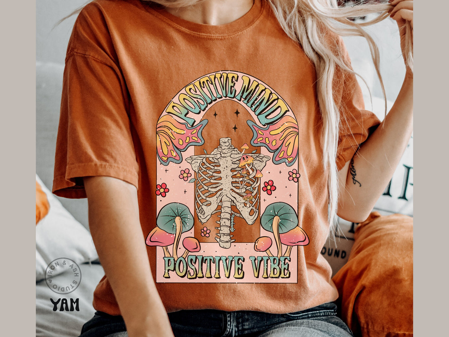 Positive Vibes Comfort Color Shirt Motivational TShirt Good Vibes Only Tee Hippie Clothes Indie Aesthetic Happy Mind Cute Retro Happy Shirt