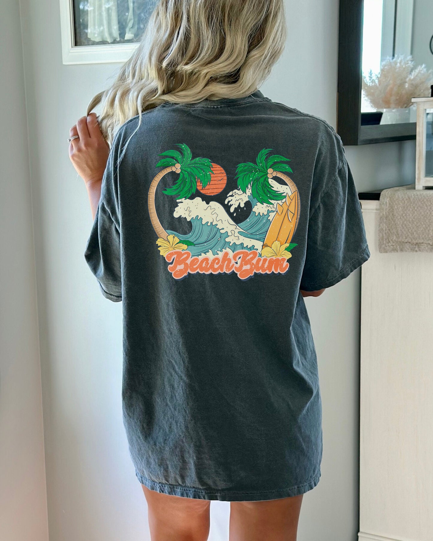 Beach Bum Shirt Words on Back Coconut Girl Aesthetic Clothing VSCO Oversized TShirt Beachy Vacation TShirt Retro Summer Tee Ocean T Shirt