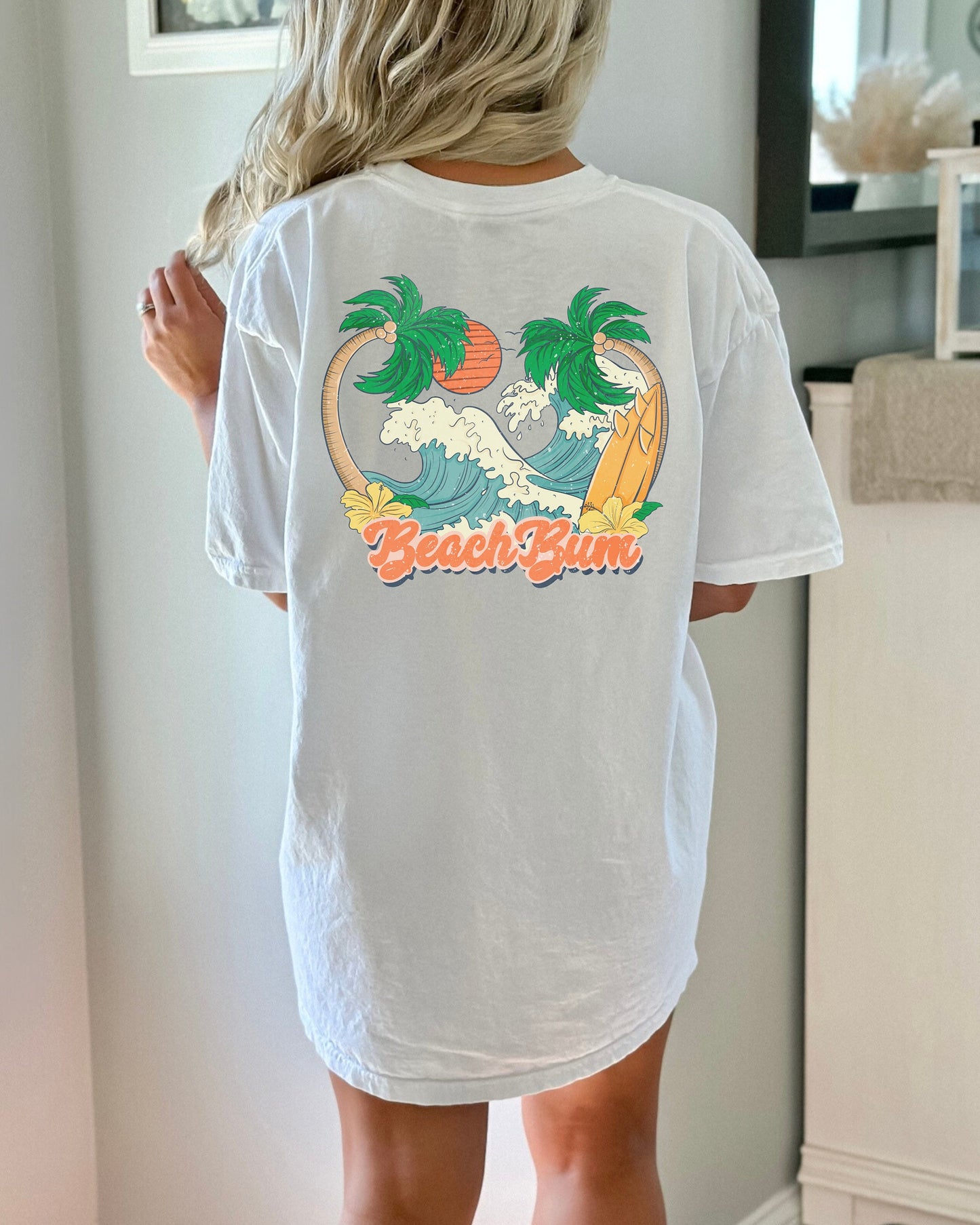 Beach Bum Shirt Words on Back Coconut Girl Aesthetic Clothing VSCO Oversized TShirt Beachy Vacation TShirt Retro Summer Tee Ocean T Shirt