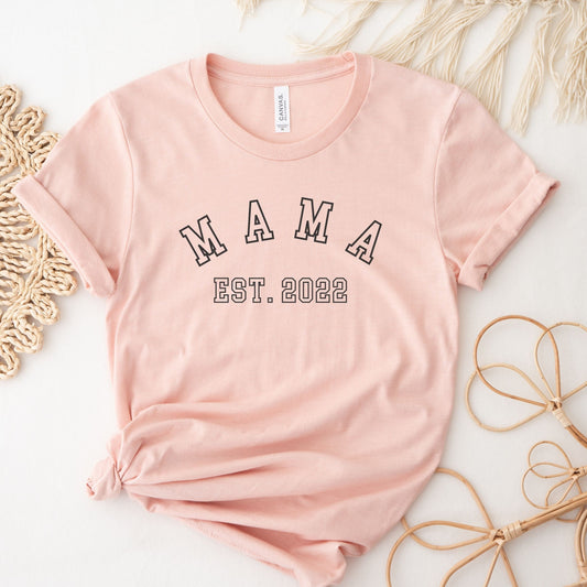 Custom Mama Est 2024 Shirt, Personalized Mom tee, Pregnancy Announcement Shirt, Mama Shirt Mom Est Shirt New Mom Gift, New Mom Shirt,Mom Tee