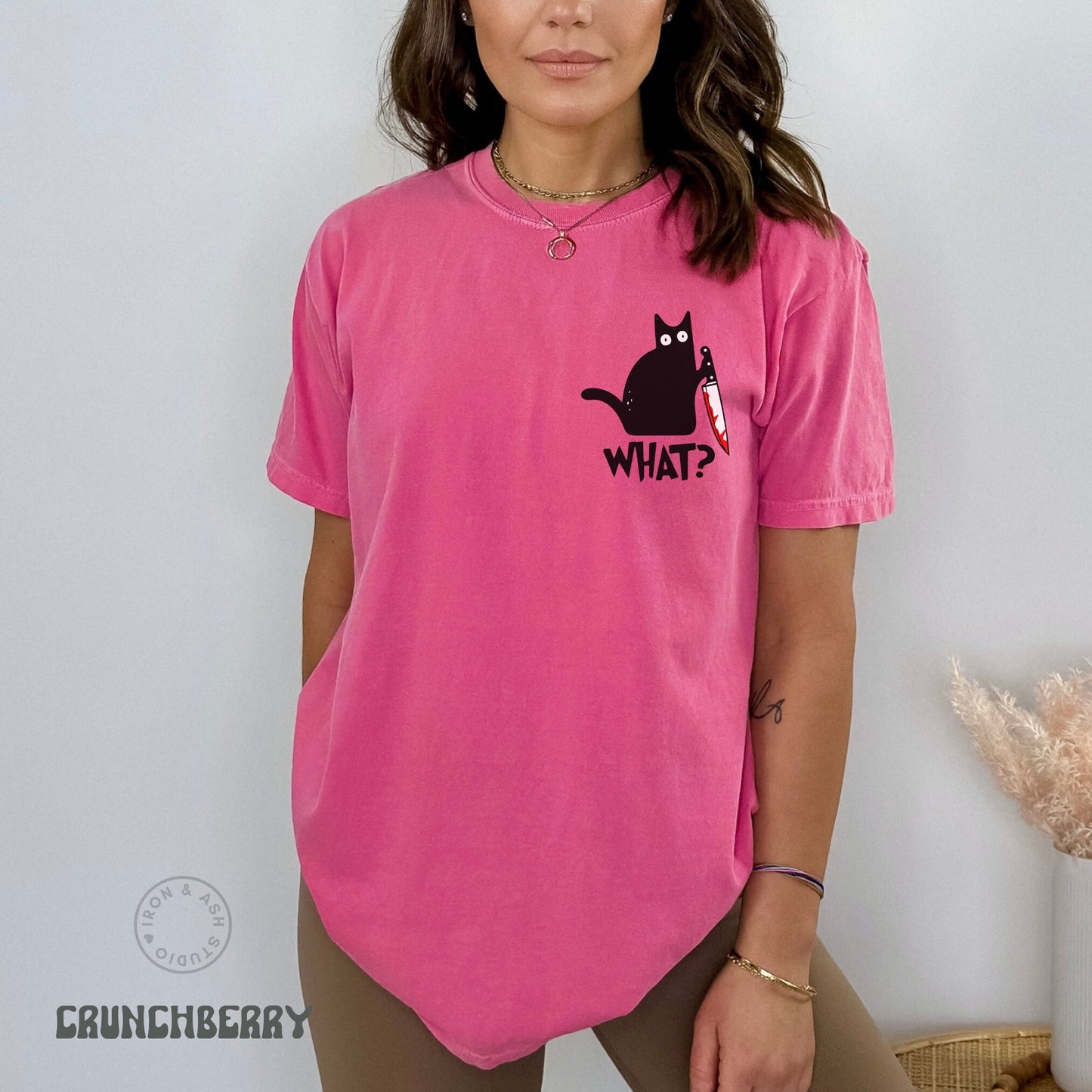 Killer Cat Shirt Funny Stabby Black Cat Tee Halloween Cat Shirt Gift for Cat Lover Funny Murderous Cat TShirt What Cat Knife