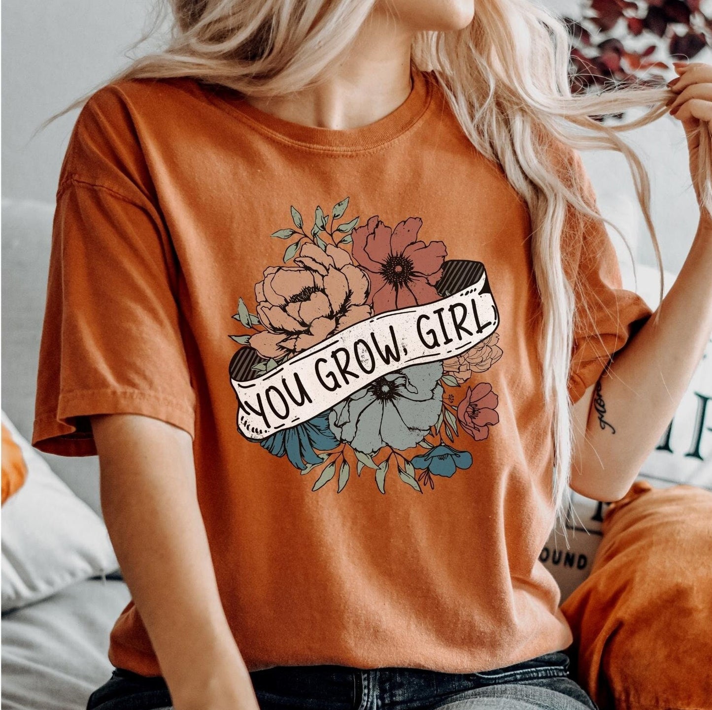 You Grow Girl Shirt, Self Love Comfort Colors Shirt, Positive Message Tee, Inspirational Shirt, Positive Vibes, Plant Lover,Gardener Gift