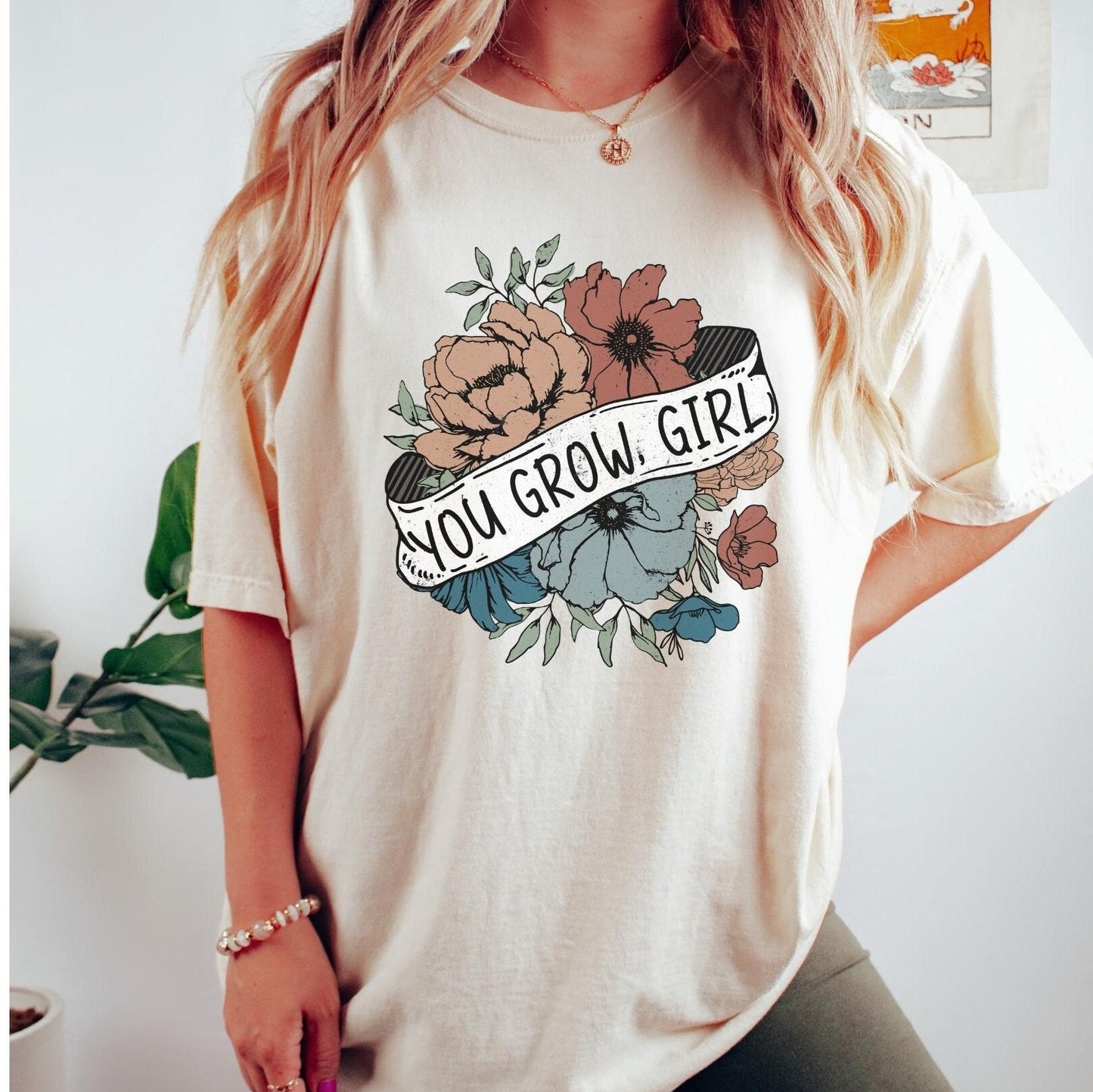 You Grow Girl Shirt, Self Love Comfort Colors Shirt, Positive Message Tee, Inspirational Shirt, Positive Vibes, Plant Lover,Gardener Gift