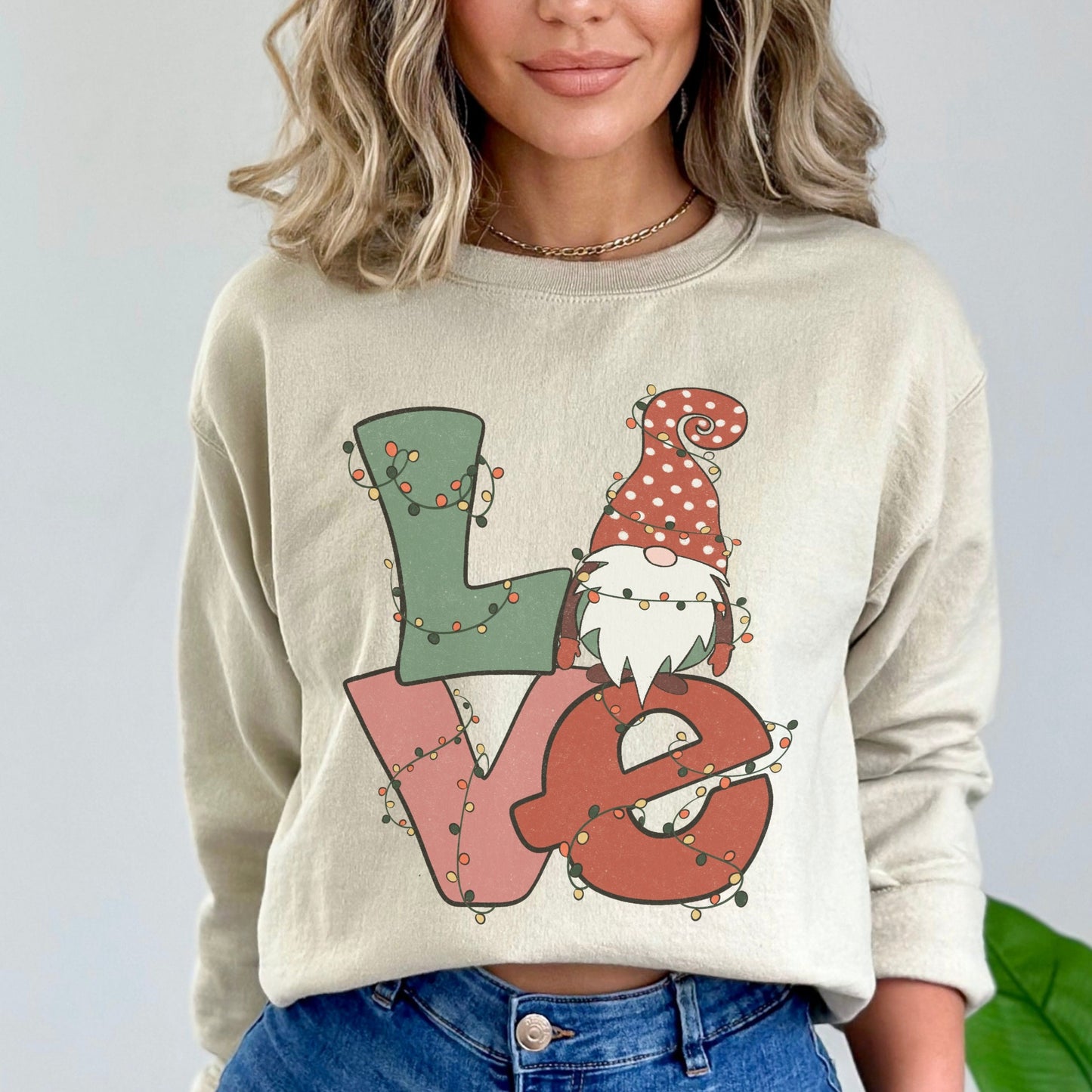 Love Gnome Christmas Sweatshirt Funny Xmas Sweatshirt Ugly Christmas Sweater Family Christmas Shirts Gnome Christmas Sweater Gifts for Women