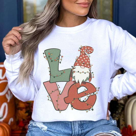 Love Gnome Christmas Sweatshirt Funny Xmas Sweatshirt Ugly Christmas Sweater Family Christmas Shirts Gnome Christmas Sweater Gifts for Women