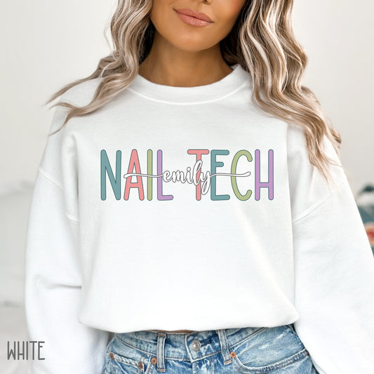 Nail Tech Sweatshirt Personalized Gift for Nail Technician Custom Nail Tech Shirt Nail Tech Christmas Gift Nail Tech T Shirt Custom Name Tee