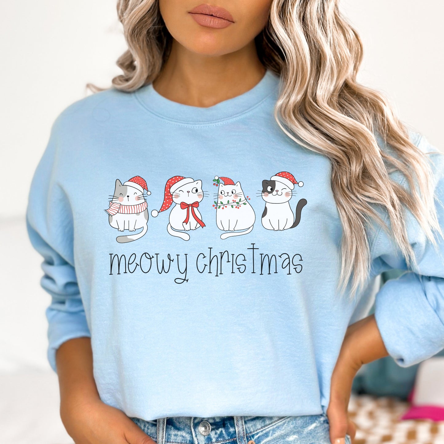 Meowy Christmas Sweatshirt Cat Christmas Tshirt Meowy Catmas Sweatshirt Cat Lover Gifts Ideas Cute Cat Christmas Shirt Cat Xmas Sweater