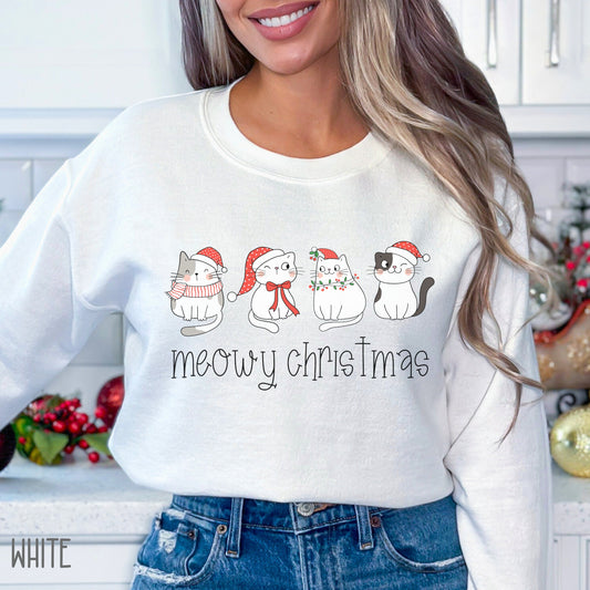 Meowy Christmas Sweatshirt Cat Christmas Tshirt Meowy Catmas Sweatshirt Cat Lover Gifts Ideas Cute Cat Christmas Shirt Cat Xmas Sweater