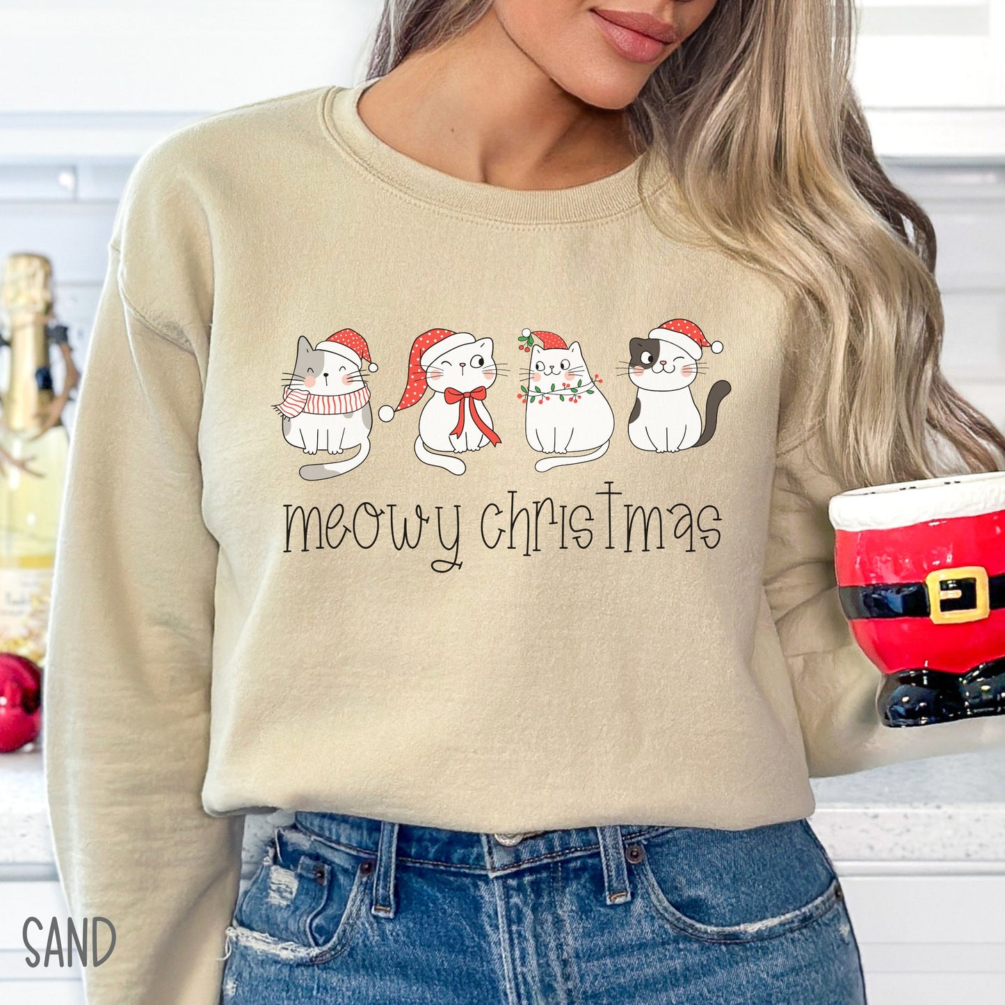 Meowy Christmas Sweatshirt Cat Christmas Tshirt Meowy Catmas Sweatshirt Cat Lover Gifts Ideas Cute Cat Christmas Shirt Cat Xmas Sweater