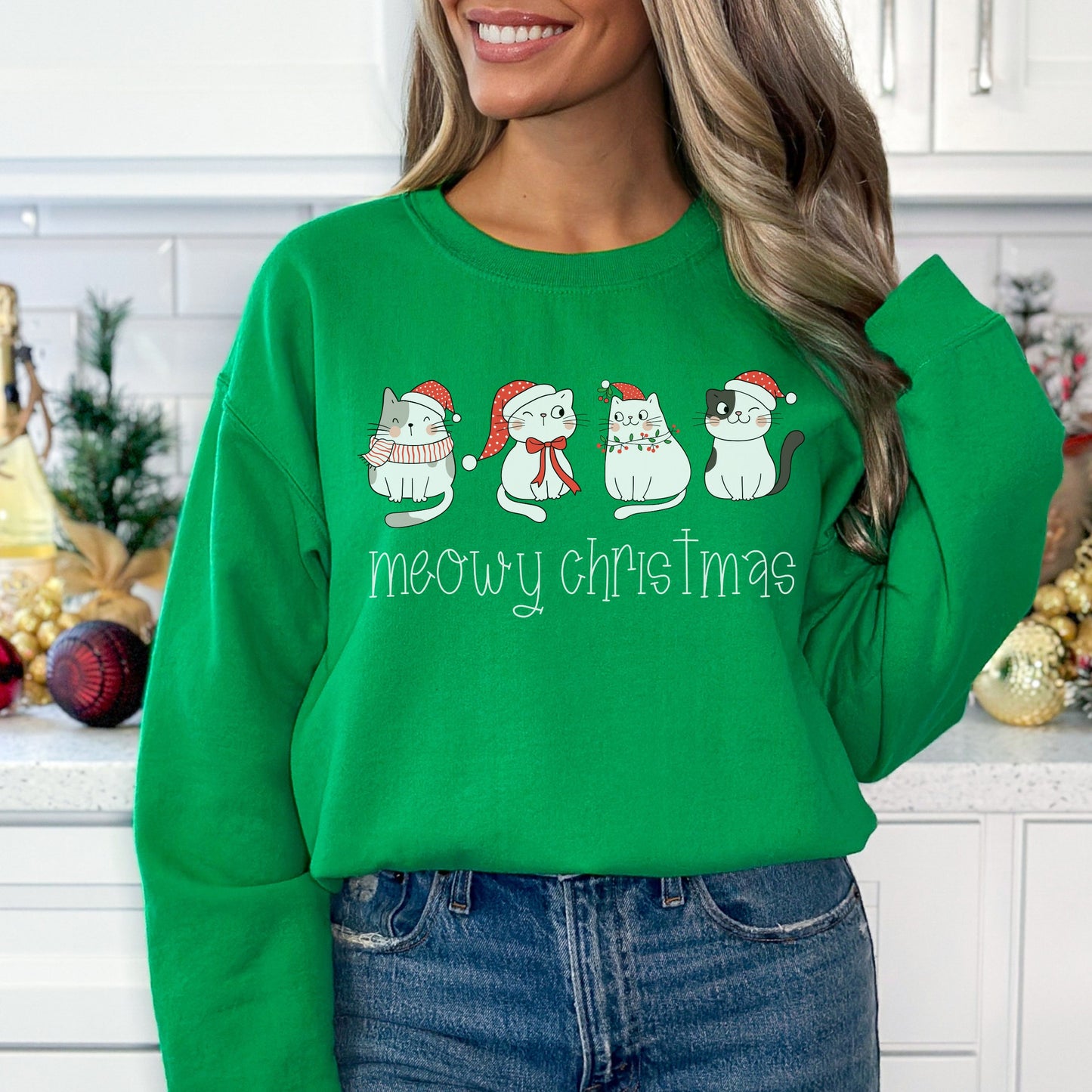 Meowy Christmas Sweatshirt Cat Christmas Tshirt Meowy Catmas Sweatshirt Cat Lover Gifts Ideas Cute Cat Christmas Shirt Cat Xmas Sweater
