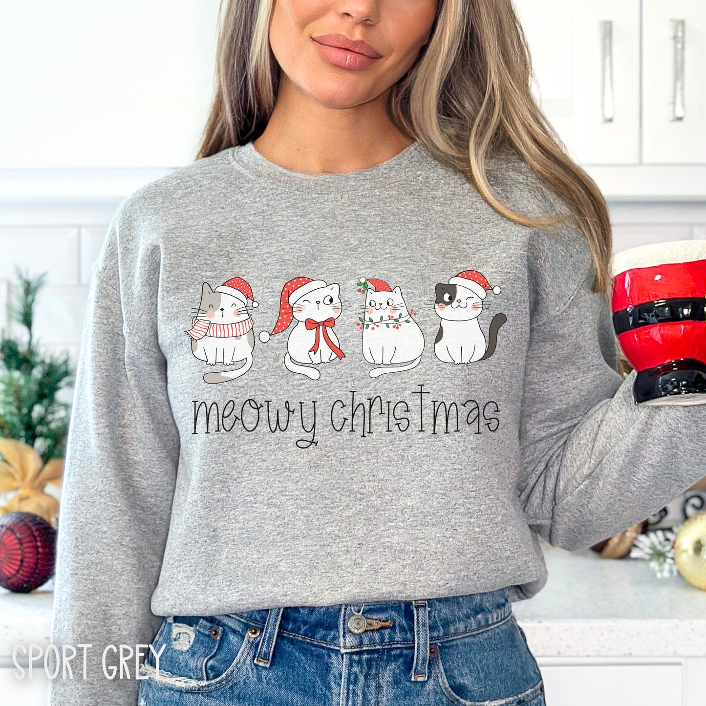 Meowy Christmas Sweatshirt Cat Christmas Tshirt Meowy Catmas Sweatshirt Cat Lover Gifts Ideas Cute Cat Christmas Shirt Cat Xmas Sweater